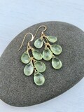 Prehnite Earrings, Lime Green Cluster Earrings Gold or Silver, Green Statement Jewelry, Boho Chic Dangle Earrings, Mint Gift for women