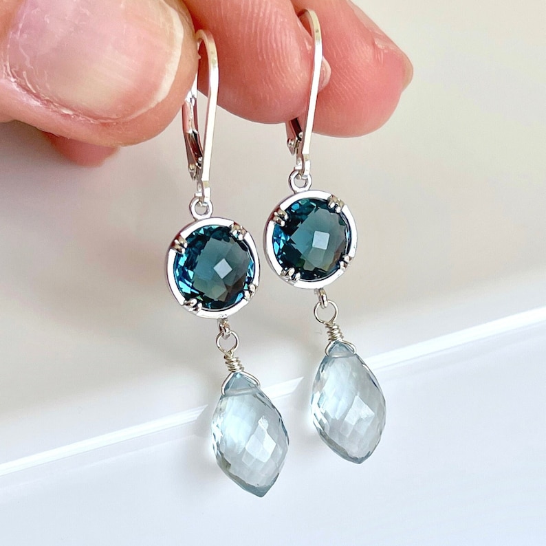 Aquamarine and Blue Topaz Earrings March Birthstone Elegant - Etsy