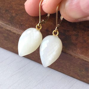 Moonstone Earrings, June Birthstone, White Sheen Moonstone Teardrop Earrings, Statement Earrings Gold or Silver, Mother&#39;s Day Jewelry