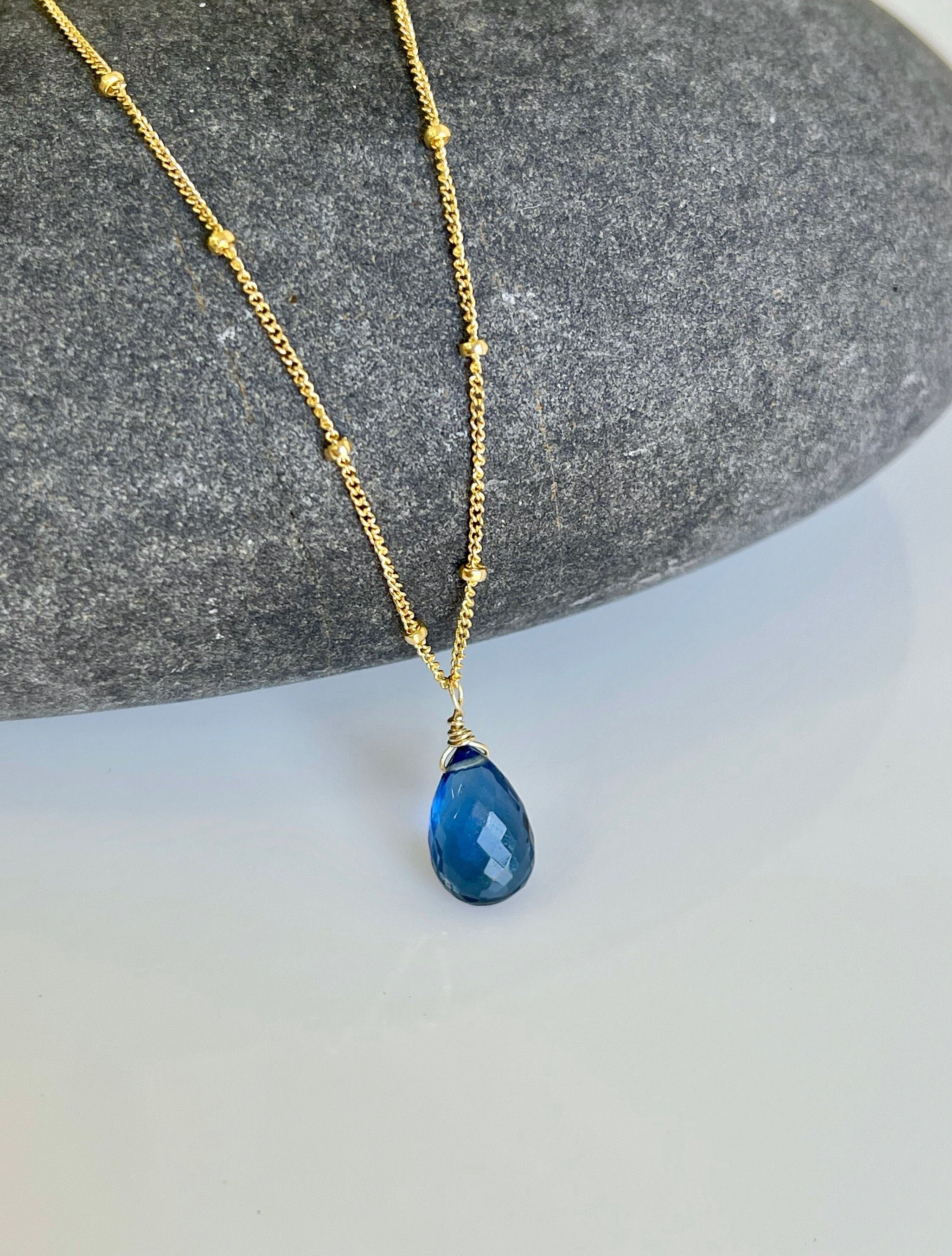 Blue Quartz Necklace, September Birthstone, Sapphire Quartz