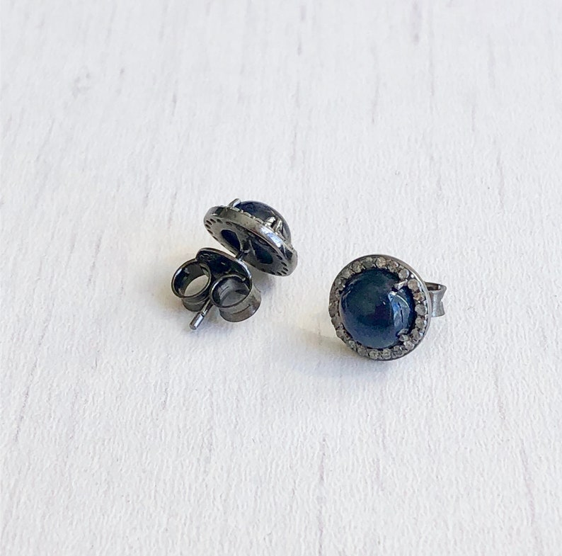 Star Sapphire Stud Earrings Diamond Stud Earrings Round - Etsy