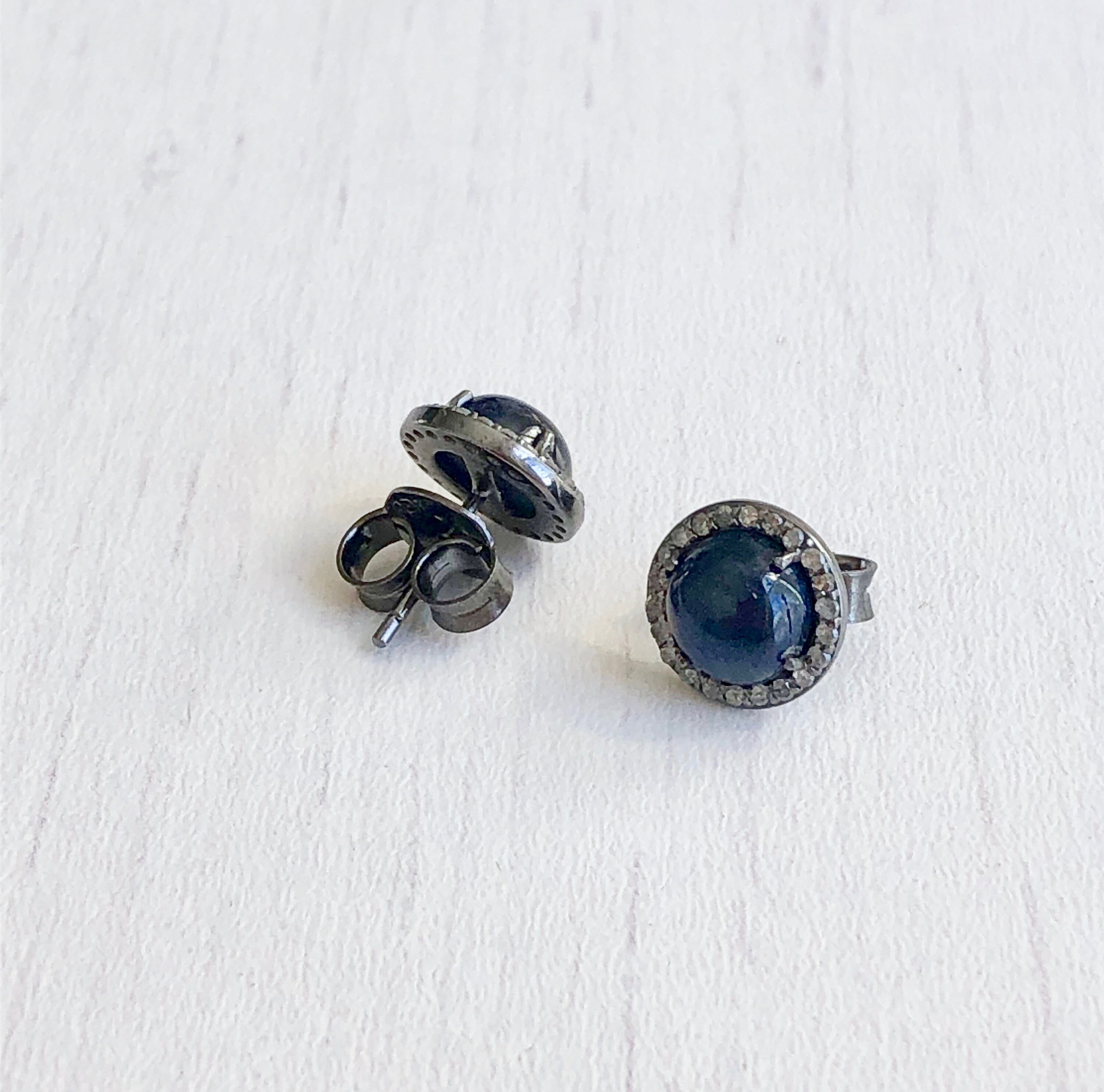 9ct 5mm Black Sapphire Stud Earrings in Black | Prouds