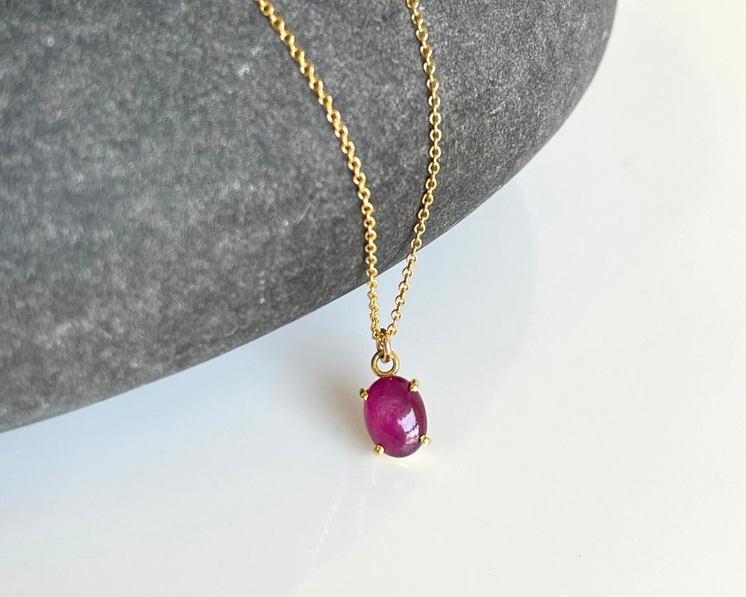 Ruby Minimalist Layering Necklace, July Birthstone, Tiny Natural Hot ...