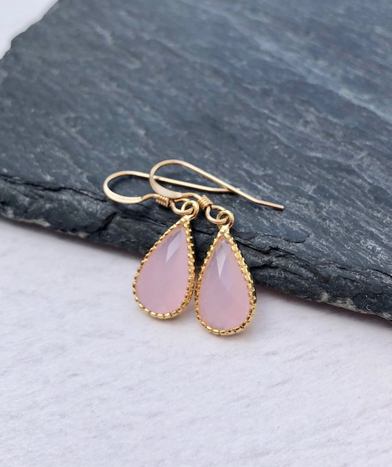 Pink quartz earrings sale