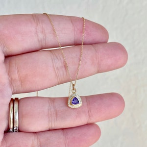 Amethyst Necklace, Purple Amethyst and Diamond Pendant in Solid 14k Gold Chain, February Birthstone, Gold Minimalist Jewelry Gift for women image 9