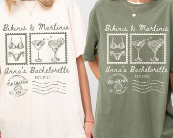 Personalized Bachelorette Party Bikinis & Martinis Shirt Bride Gift, Custom Bachelorette Shirt Present for Bride And Bridesmaids
