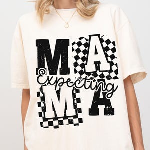 Expecting Mom Gift Comfort Colors Shirt Mama Shirt Gift For New Mom Retro Checkered Style Soon To Be Mama Pregnancy Announcement Tee