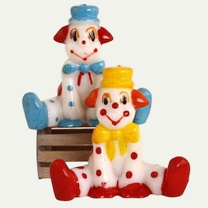Vintage Clowns Miniature Retro Style Set of 2 | Hand Painted | Imported From Hong Kong | Holiday Miniatures - 204-8825