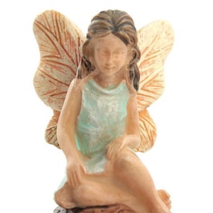 Fairy Miniature Sitting On A Rock Garden Figures Diorama Model Display Fairy Miniature 2 3/4 Tall 207-1023 image 1