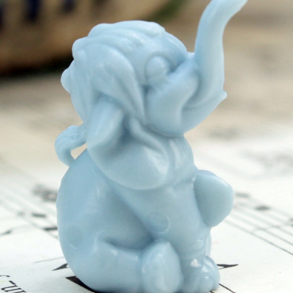 Miniature Elephant Set of 6 | German Import | Dollhouse Miniature | Cute Blue Elephants Figurine - 203-3-143-B