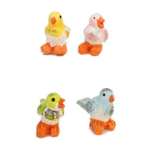 Cute Birds Miniature 5/8&quot; Tall Set of 8 | Glittery Birds Figurine | Dollhouse Miniature | Craft Project - 205-6271