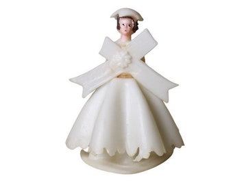 Brides - White Wedding Gown - 1.5" Tall - 1960 Vintage  - Hong Kong - Cake Topper - Dollhouse Figures - IV3-3626