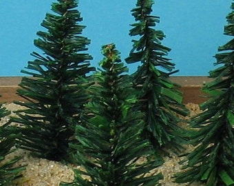 Evergreen Tree Miniature Set of 5 | Fairy Garden Decor | Craft Project | Diorama Figure | Dollhouse Miniature - 218-0201