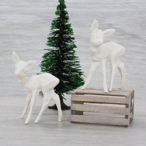 Miniature Winter White Forest Deer Set of 6 Pieces | Farmhouse Diorama | Dollhouse Miniature | Deer 1 3/4&quot; Tall Brown 203-3-1422