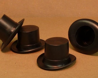 Small Top Hat Miniature Set of 6 | Dollhouse Decor | Craft Supplies | Fairy Garden Miniature | Black Top Hat - 203-3-147