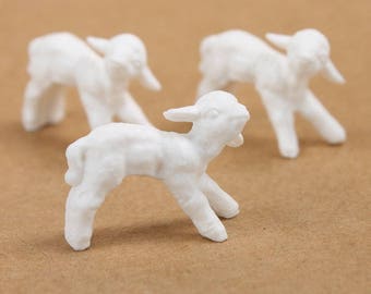 Miniature Sheep Lambs Small Set Of 8 | Miniature Animals For Dollhouse | Craft Project | Farm Animals Figure -203-3-1508