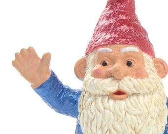 Gnome 2.5" Blue Waving Miniature | Fairy Garden Miniature | Gnome Figurine | Diorama Craft Project - 268-2429-Blue