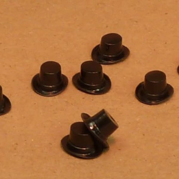 Tiny Top Hat Miniature Set of 6 | Dollhouse Miniature | Craft Projects | Cupcake Decoration | Black Top Hat - 203-3-153M