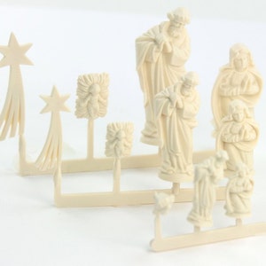 Miniaturowa szopka żłobkowa Duży zestaw 4 | Miniaturowe figurki bożonarodzeniowe | Diorama | Szopka - 203-3-135L