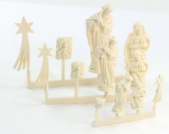 Miniature Manger Nativity Scene Large Set of 4 | Christmas Miniature Figures | Diorama | Nativity Scene - 203-3-135L