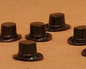 Tiny Top Hat Miniature Set of 6 | Dollhouse Miniature | Craft Projects | Cupcake Decoration | Black Top Hat - 203-3-153M