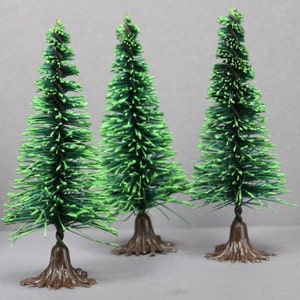 Bottle Brush Trees Miniature Set of 4 | Great For Model Railway | Dollhouse Diorama | Fairy Garden Decor - 218-0256
