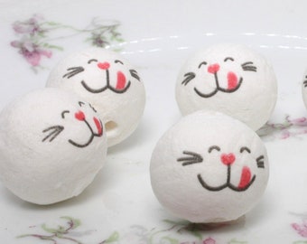 Spun Cotton cute Cat Face Heads | Set of 8 | 3/4" Diameter - 22mm | Doll Making Project Crafts | Dollhouse Miniature - 703-0043