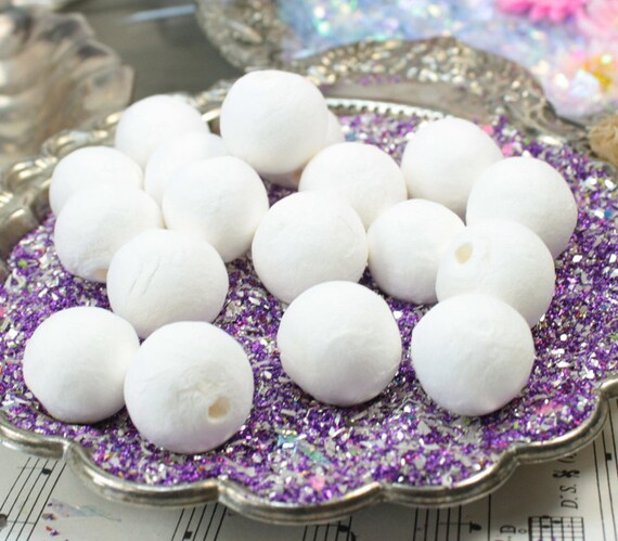 Spun Cotton Balls White Set of 10 Project Craft Fairy Garden Decor