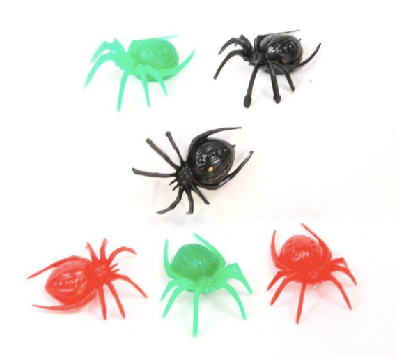 Miniature Plastic Spiders Set of 6 Halloween EEK!- 3 Color Mix 203-3-003 