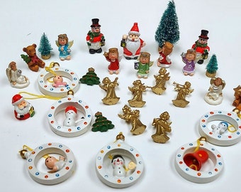 Christmas Mega-Mini Set - Over 40 Vintage Santas, Angels & More! Christmas Decor - Craft projects - Holiday Miniatures - Snowman - IV3-3660