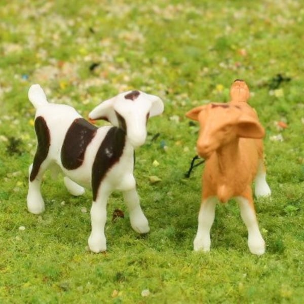 Pequeñas cabras en miniatura 3/4" de alto conjunto de 6 / Pequeñas adorables figuras de animales en miniatura / Diorama de casa de muñecas - 102-2039