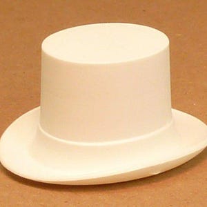 Large Miniature Top Hat White Set of 6 | Wedding Craft Supplies | Dollhouse Miniature | Large White Top Hat - 203-3-146
