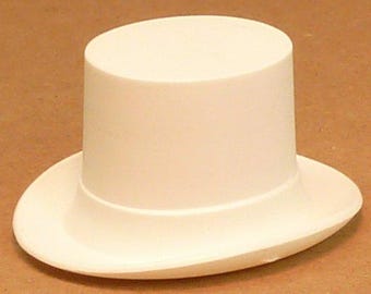 Large Miniature Top Hat White Set of 6 | Wedding Craft Supplies | Dollhouse Miniature | Large White Top Hat - 203-3-146