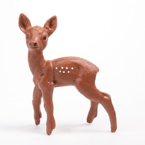 Deer Fawn Miniatures | Diorama Forest Miniature | Hand Painted Soft Plastic Fawn | Deer Figurine 2" Tall 149-0033