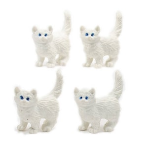 Miniature Animals Realistic White Cats | Tiny Miniatures Kittens | Fairy Garden Decor | Gift for Cat Lovers - 234-9622