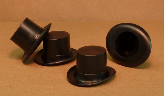Miniature Black Top Hat Large Set of 6 | Ornament Supplies | Fairy Garden Decor | Diorama Miniature Top Hat - 203-3-142