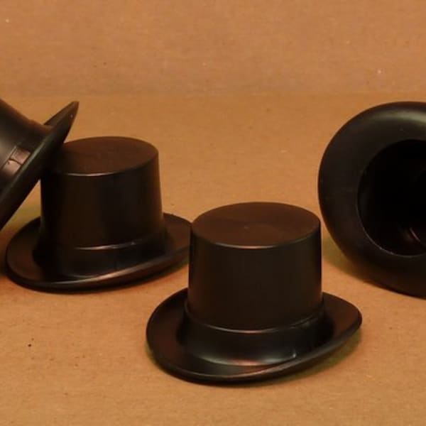 Miniature Black Top Hat Large Set of 6 | Ornament Supplies | Fairy Garden Decor | Diorama Miniature Top Hat - 203-3-142