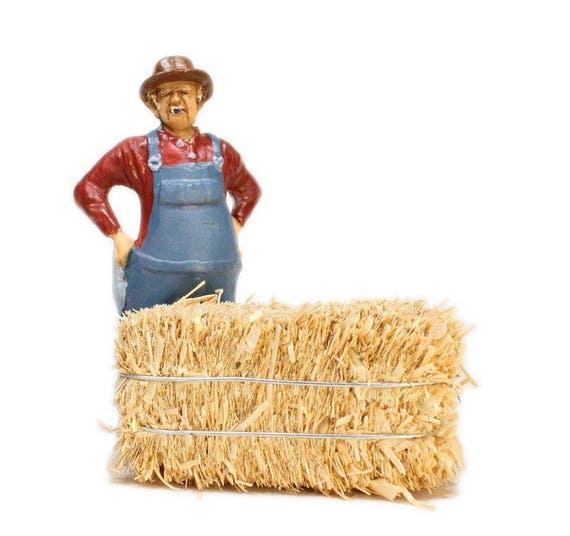 Miniature Hay Bales 2" Long | Halloween | G Scale Train Layouts | Tier Farm Tray | Mini Floral Hay Bales - 101-0802