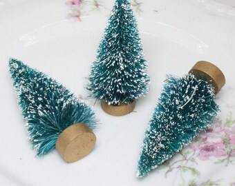 Snowy Christmas Trees | Set Of 3 | 2" Tall  | Miniature Dollhouse Christmas Tree Decor | Fairy Garden Decor - 218-0516