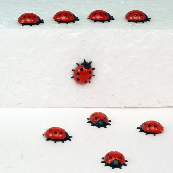 German Ladybugs Miniature Medium Set Of 6 | German Import | Craft Projects | Dollhouse Diorama Miniature - 203-3-109