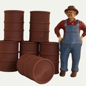 Rusty Red Industrial Barrels 6er Set | Ölfässer Miniatur Fass für Diorama | Modelleisenbahn Anlage - 101-0611