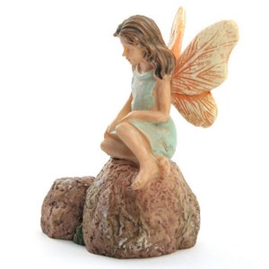 Fairy Miniature Sitting On A Rock Garden Figures Diorama Model Display Fairy Miniature 2 3/4 Tall 207-1023 image 3