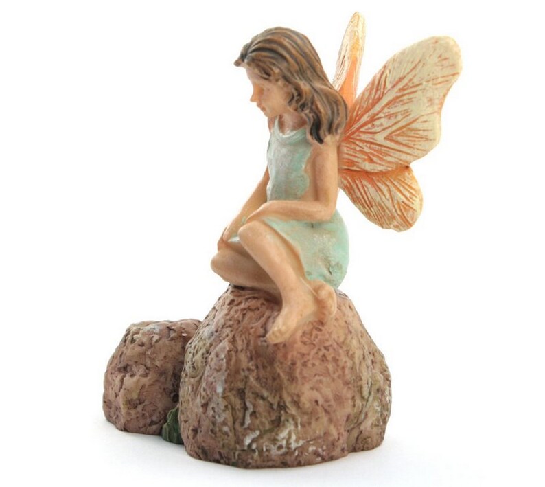 Fairy Miniature Sitting On A Rock Garden Figures Diorama Model Display Fairy Miniature 2 3/4 Tall 207-1023 image 3