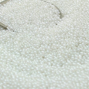 Pearl White - Glass Deco Beads   - 2oz Jar - jewelry beads art beads crafting beads white beads scrapbook - 311-3016