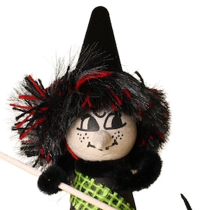 Halloween Witch Spun Cotton | Halloween Decorations | Craft Project | Fairy Garden Decor | Dollhouse Diorama - 218-0164