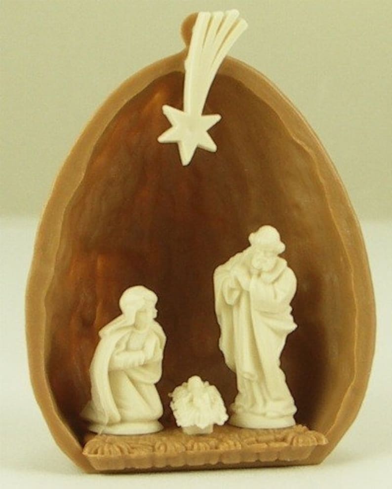 Nativity in Walnut Shell German Import Christmas Etsy