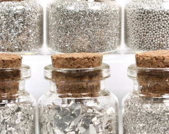 Signature Essentials - Silver Glitter Set - Vintage German Glass Glitter - 6 Corked Vials - 311-M-0623