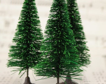 3" Bottle Brush Trees - 4 Pieces miniature doll house tree miniature tree fairy garden diorama mini trees tree set - 218-0255