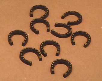 Miniature Horseshoe Set of 6 Pieces - Large - Gold Leaf Detail - German Import (203-3-205)