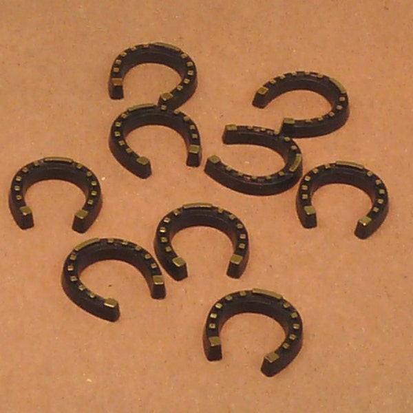 Miniature Horseshoe Set of 6 Pieces - Large - Gold Leaf Detail - German Import (203-3-205)